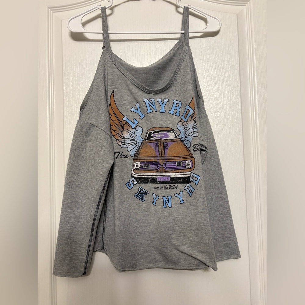 Lynyrd Skynyrd Graphic Tank Top Cold Shoulder Long Sleeve
